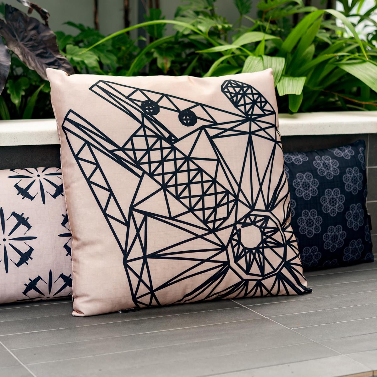 Star Wars White Millennium Falcon 25x25 Inch Outdoor Pillow picture