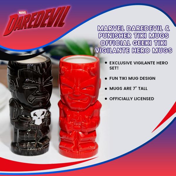 Geeki Tikis Marvel Daredevil & Punisher Ceramic Mugs | Set Of 2 | SDCC Exclusive picture