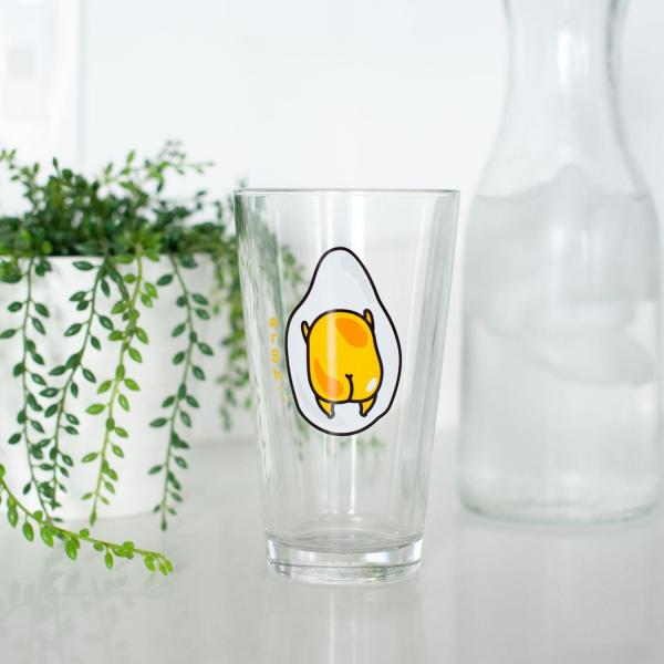 Gudetama the Lazy Egg 16oz Pint Glass - Egg Butt ARGH picture