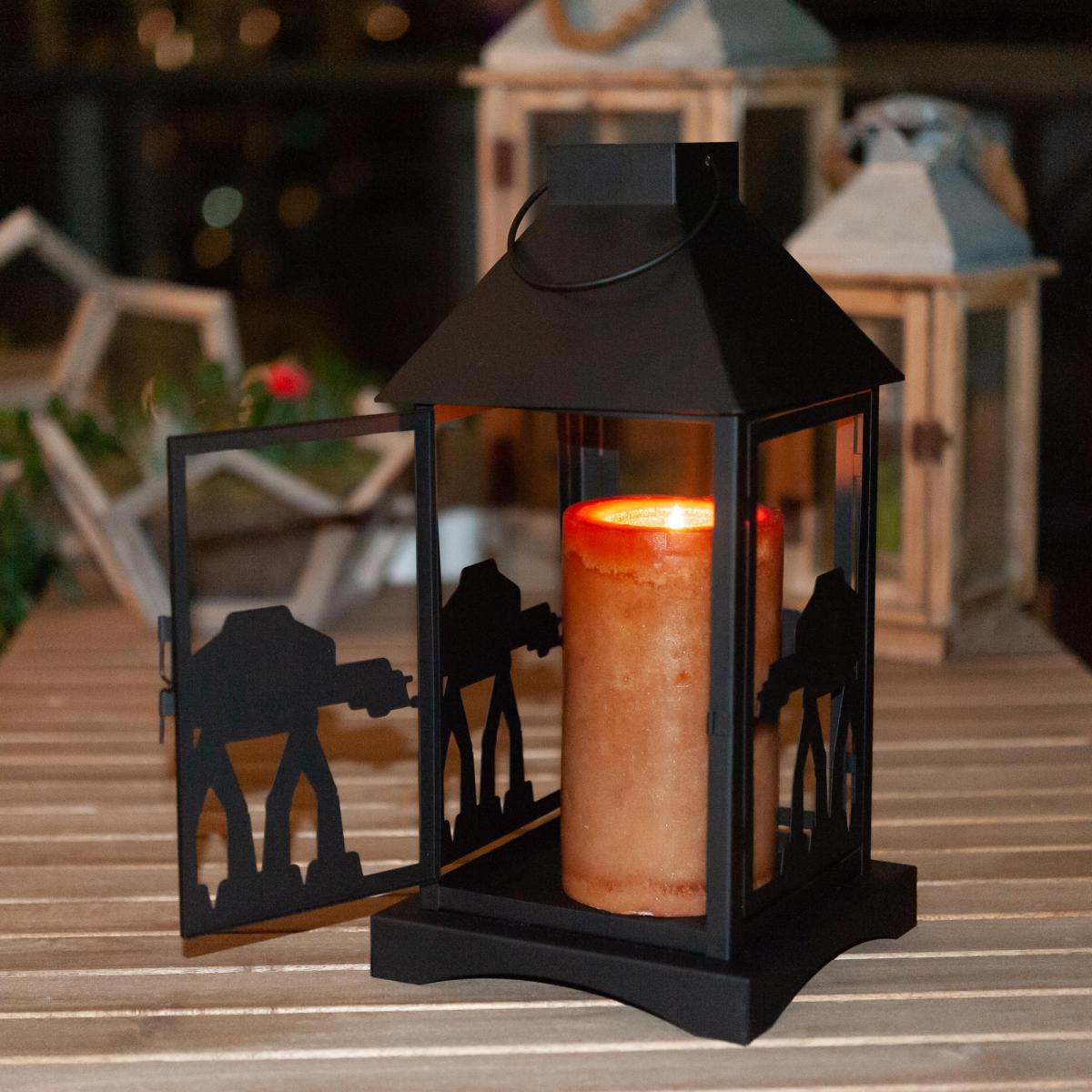 Star Wars Black AT-AT 7 x 14 Inch Stamped Iron Lantern picture