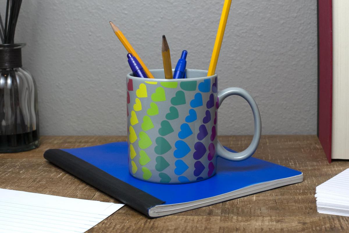 We Are In This Together Rainbow Window Hearts Ceramic Coffee Mug | 16 Ounces picture