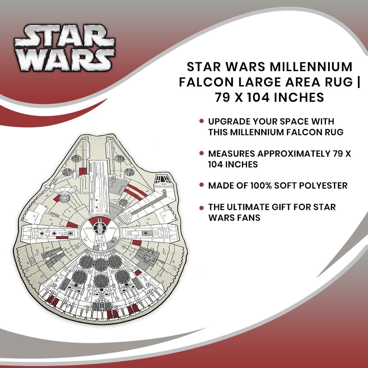 Star Wars Millennium Falcon 79 x 104 Inch Area Rug picture