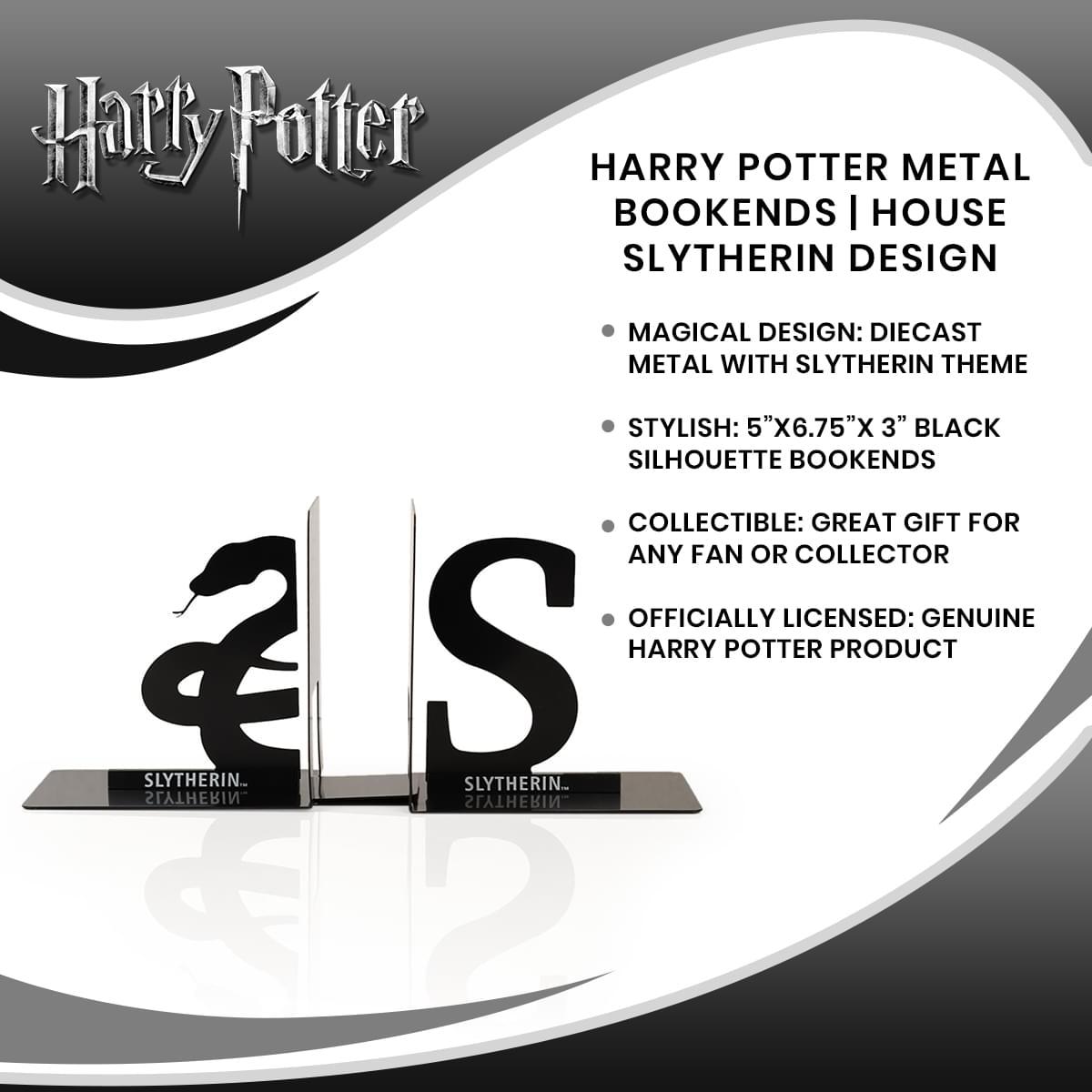 Harry Potter Metal Bookends | House Slytherin Design picture