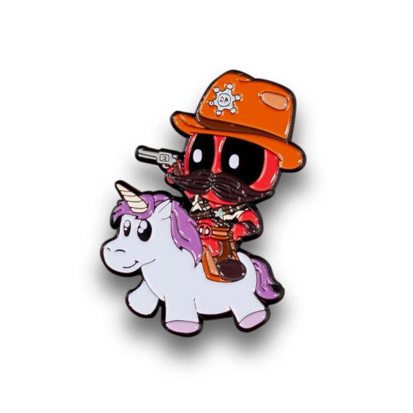 Sheriff Deadpool Riding Unicorn Exclusive Enamel Pin picture