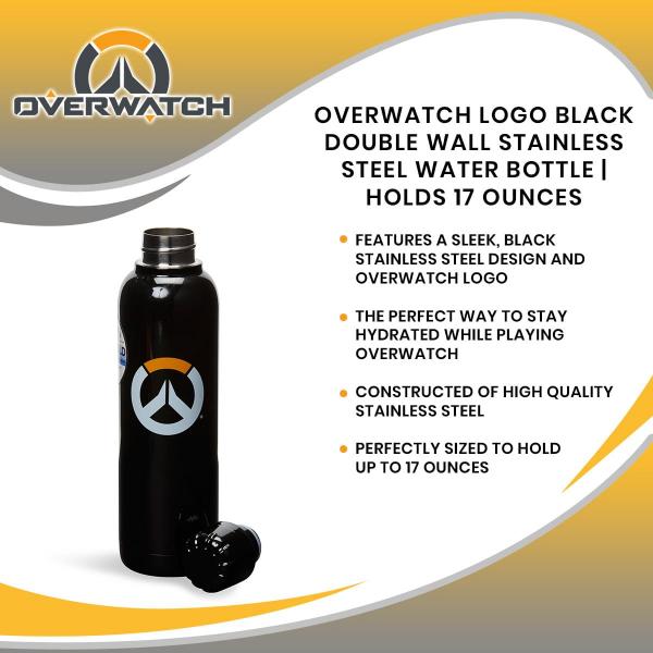 Overwatch Logo 17oz Black Stainless Steel Water Bottle picture