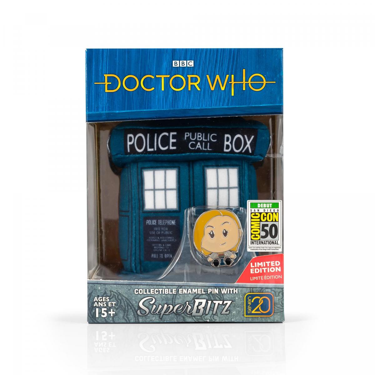 Doctor Who Plush TARDIS & 13th Doctor Enamel Collector Pin picture