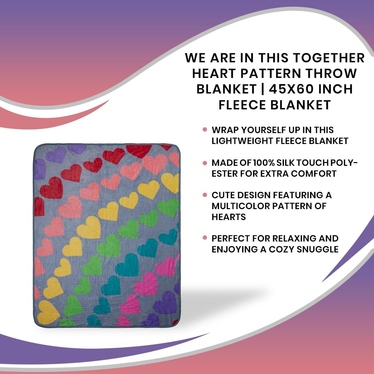 We Are In This Together Rainbow Window Hearts Throw Blanket | 45 x 60 Inches picture