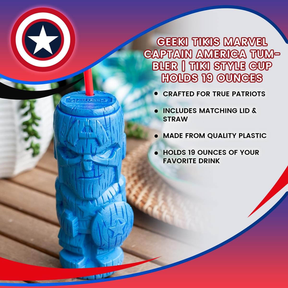 Marvel Captain America 19oz Plastic Geeki Tikis Tumbler picture