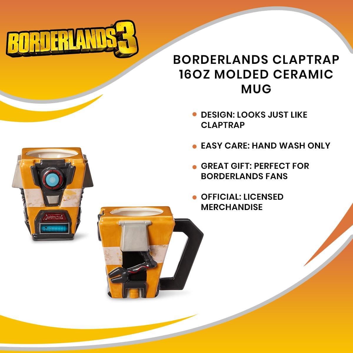Borderlands Claptrap 16oz Molded Ceramic Mug picture