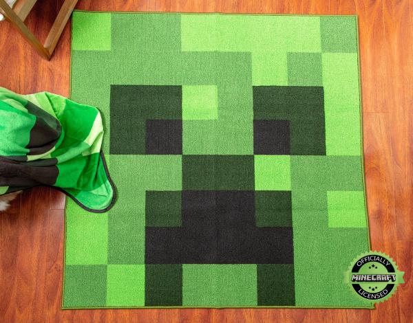 Minecraft Green Creeper 52 Inch Square Area Rug picture