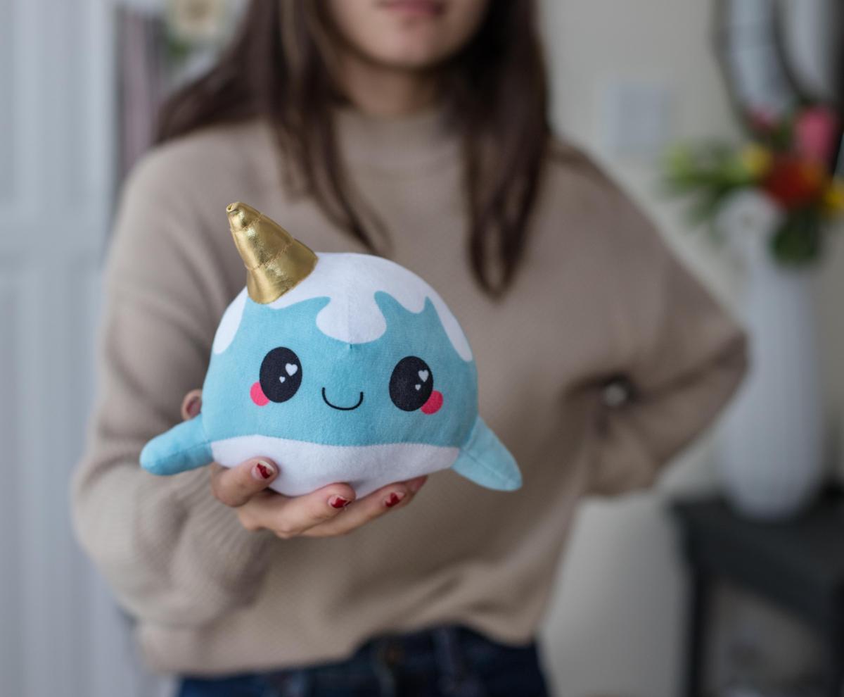 Glitter Galaxy 6" Ice Cream Cone Horn Blue Narwhal Plush picture