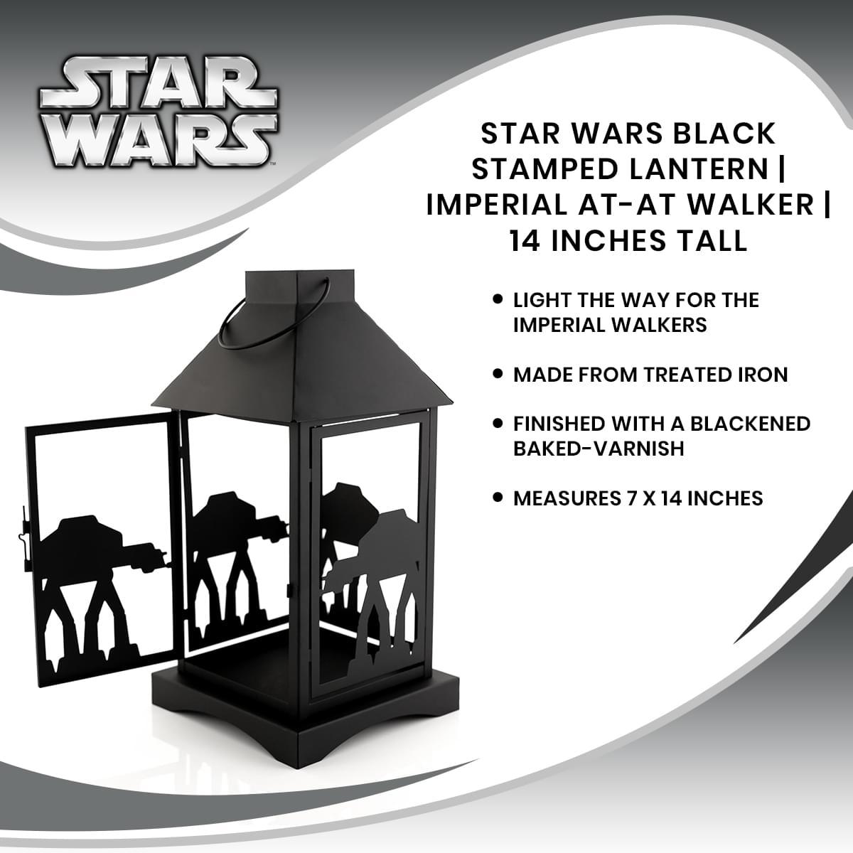 Star Wars Black AT-AT 7 x 14 Inch Stamped Iron Lantern picture