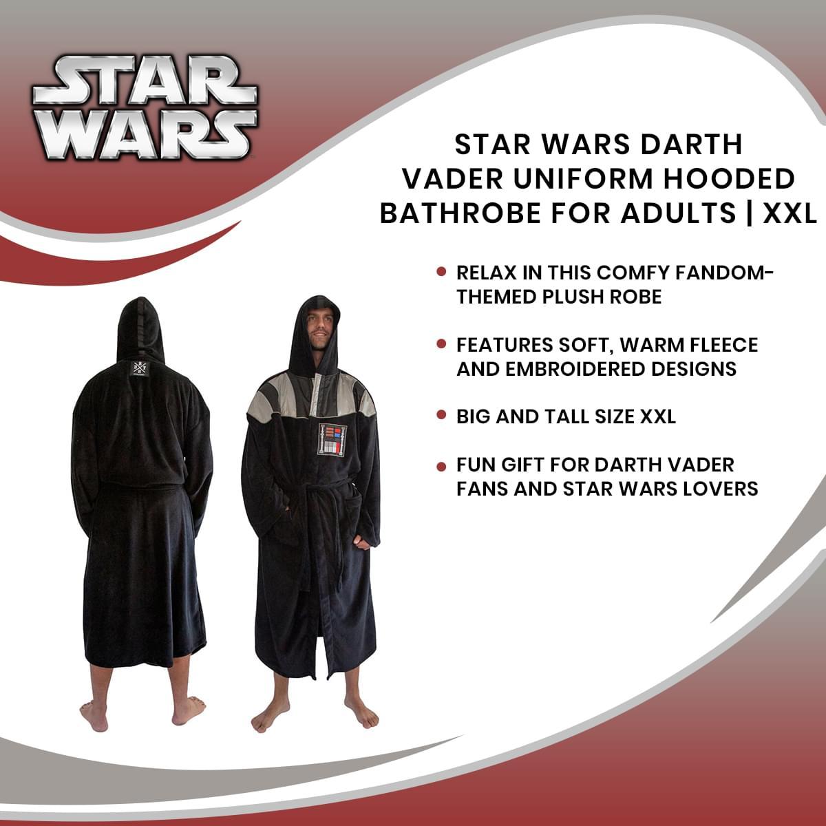 Star Wars Darth Vader Uniform Hooded Bathrobe For Adults | Big And Tall XXL picture