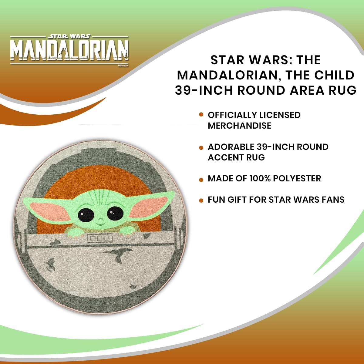 Star Wars The Mandalorian The Child 39 Inch Round Area Rug picture