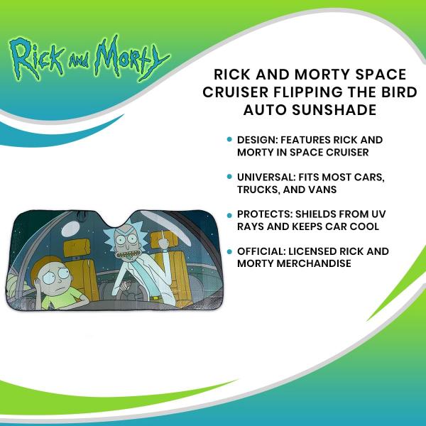 Rick and Morty Space Cruiser Flipping the Bird Sunshade picture