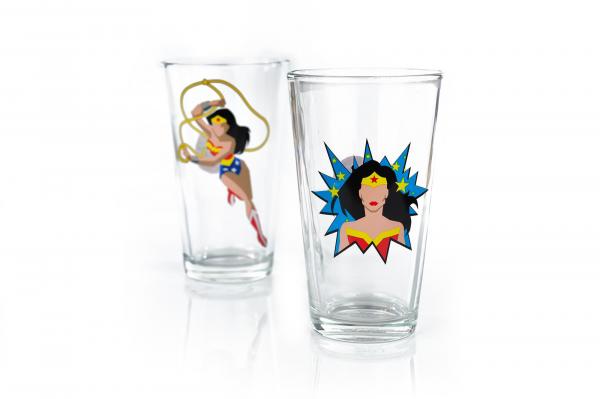 DC Wonder Woman 16oz Pint Glass Set of 2 picture