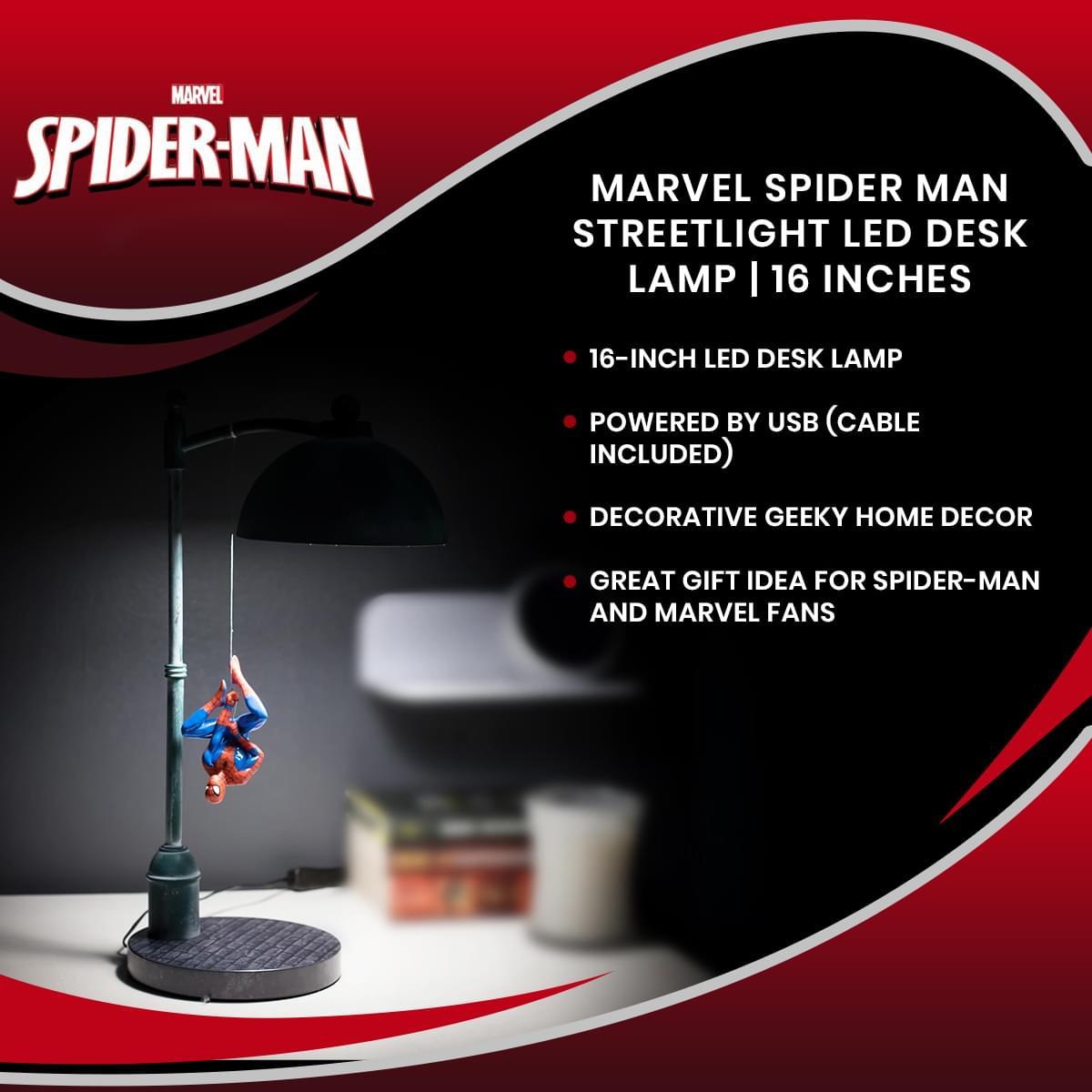 Marvel Street Lamp w/ Spiderman Figure 16 Inch LED Desk Lamp picture