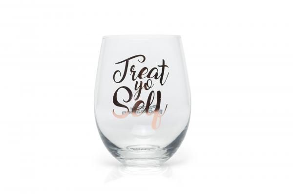 Parks and Rec Treat Yo Self Stemless Wine Glass | Pink