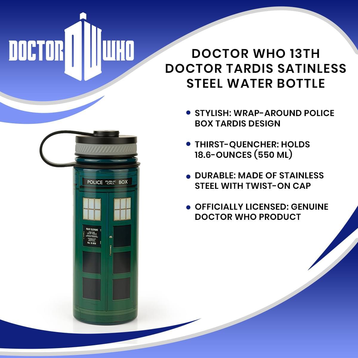 Doctor Who 13th Doctor TARDIS Stainless Steel Water Bottle picture