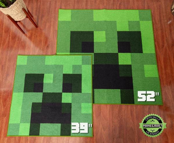 Minecraft Green Creeper 52 Inch Square Area Rug picture