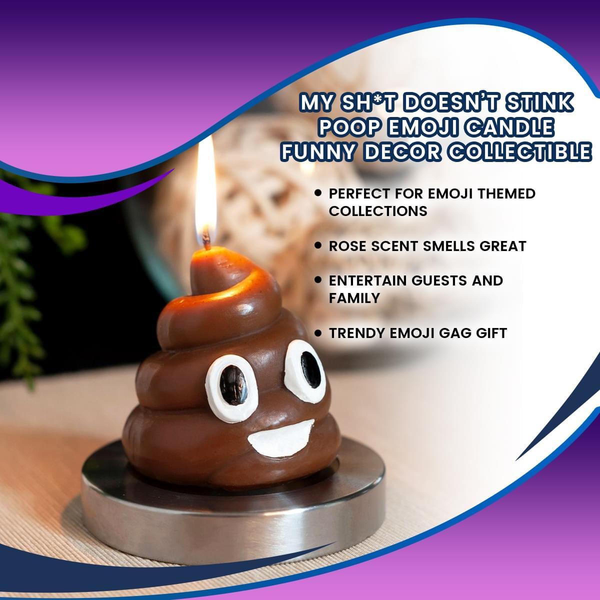 My Sh*T Doesn't Stink Poop Emoji Candle, Rose Scented picture