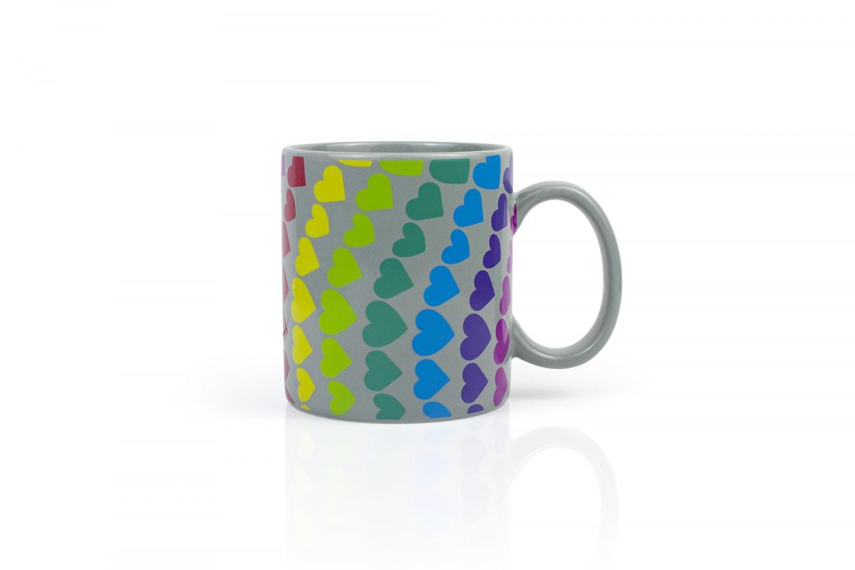 We Are In This Together Rainbow Window Hearts Ceramic Coffee Mug | 16 Ounces picture