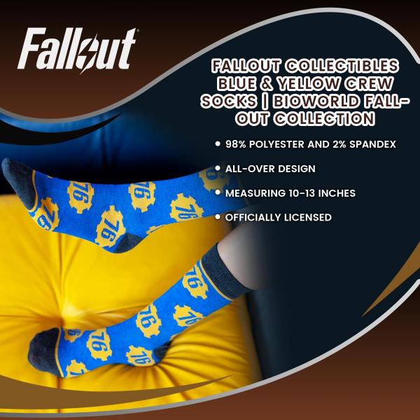 Fallout 76 Blue & Yellow Men's Crew Socks picture