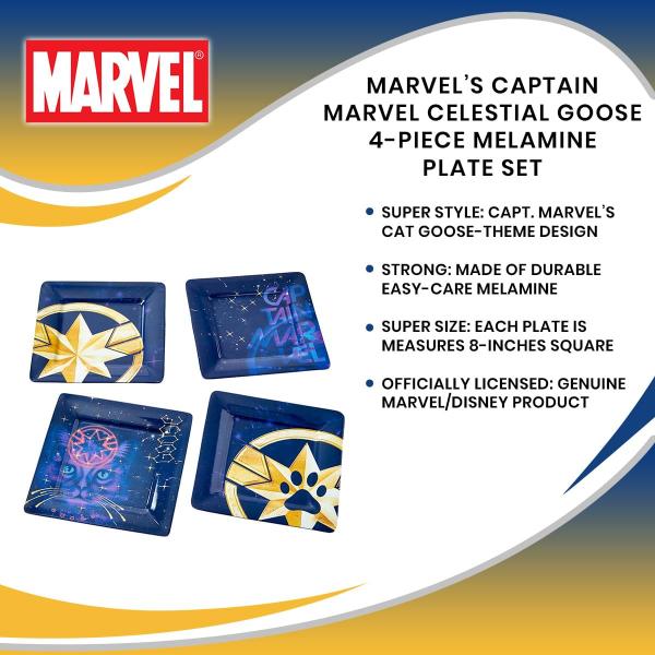 Captain Marvel Celestial Goose 4 Piece Melamine Plate Set picture