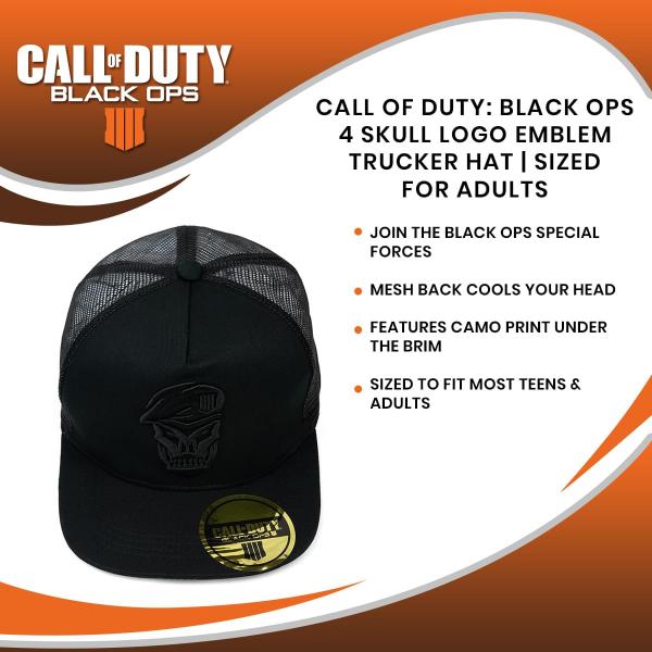 Call of Duty BO4 Embossed Skull Logo Adult Trucker Cap picture