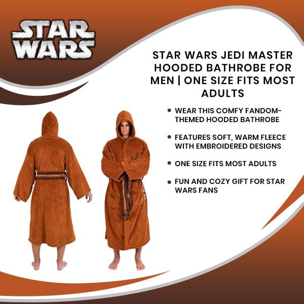 Star Wars Jedi Master Hooded Bathrobe for Men/Women | One Size Fits Most Adults picture