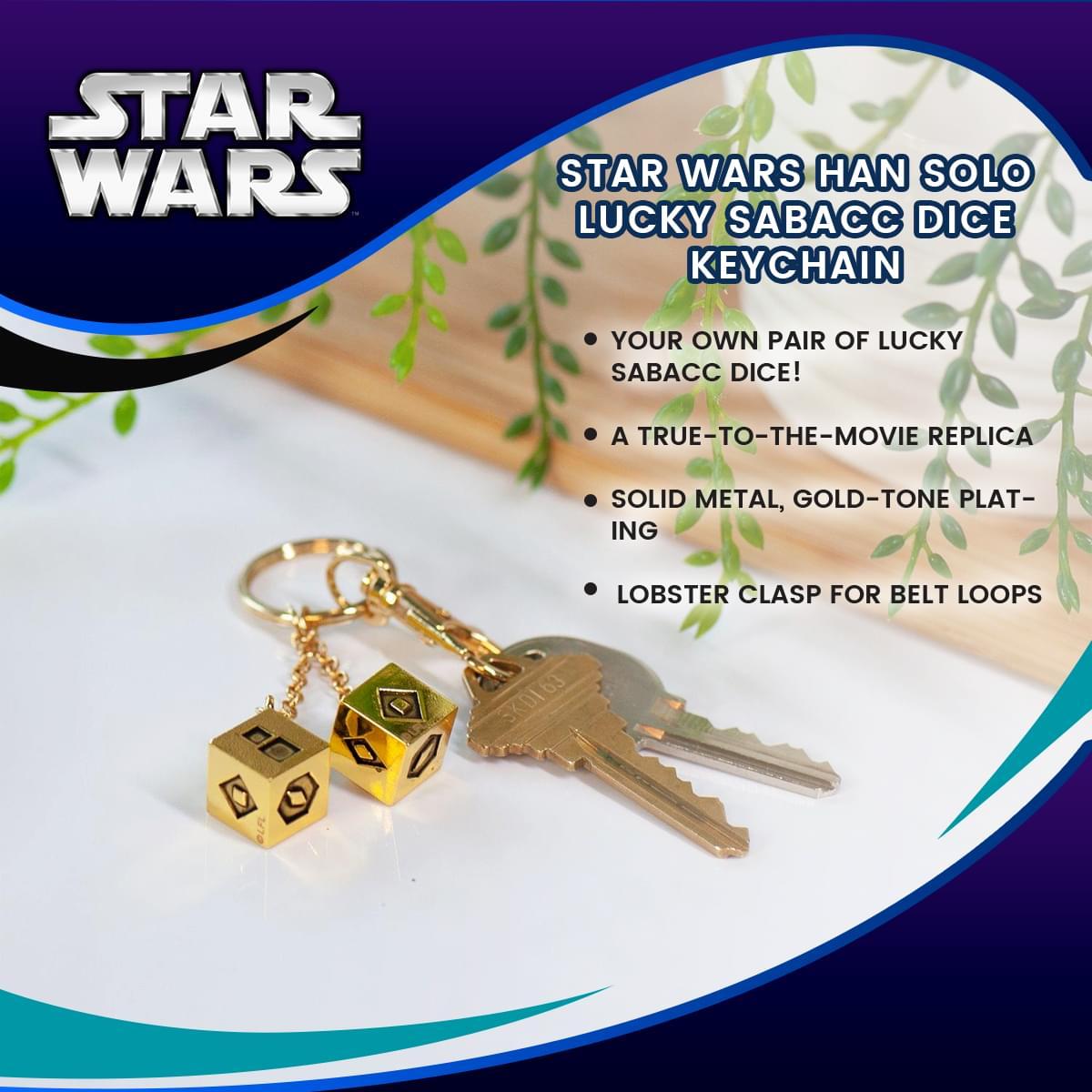 Han Solo Gold Plated Dice Keychain picture