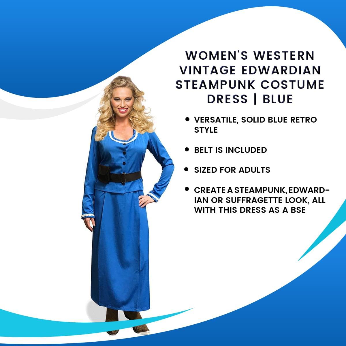 West World Inspired Western Woman Adult Blue Costume Dress - Large picture