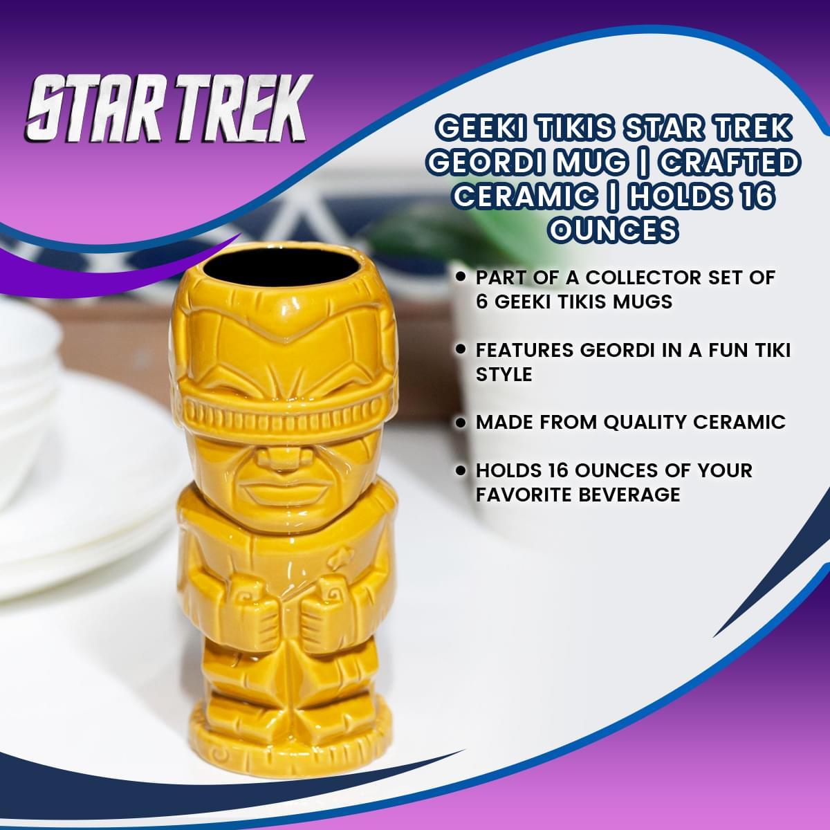Geeki Tikis Star Trek: The Next Generation Geordi La Forge Mug | Holds 14 Ounces picture