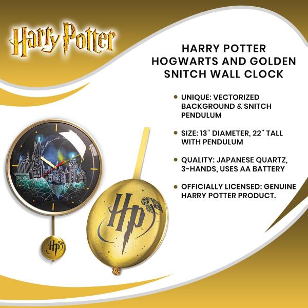Harry Potter Hogwarts and Golden Snitch Wall Clock picture