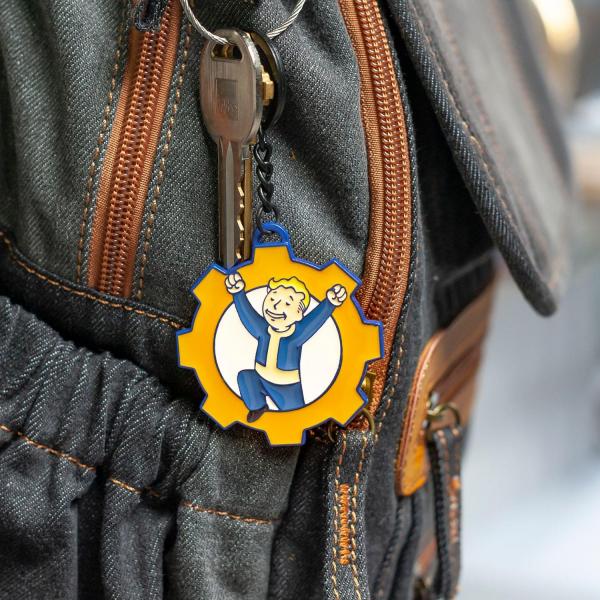 Fallout 76 Vault Boy Celebrate Reclamation Day Metal Keyring picture