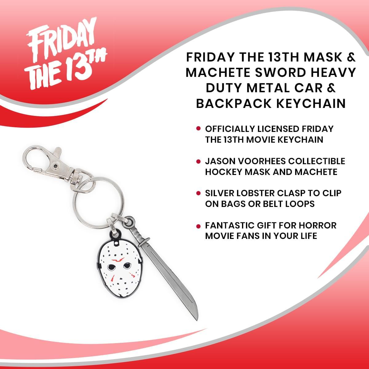 Friday The 13th Mask and Machete Metal Keychain picture