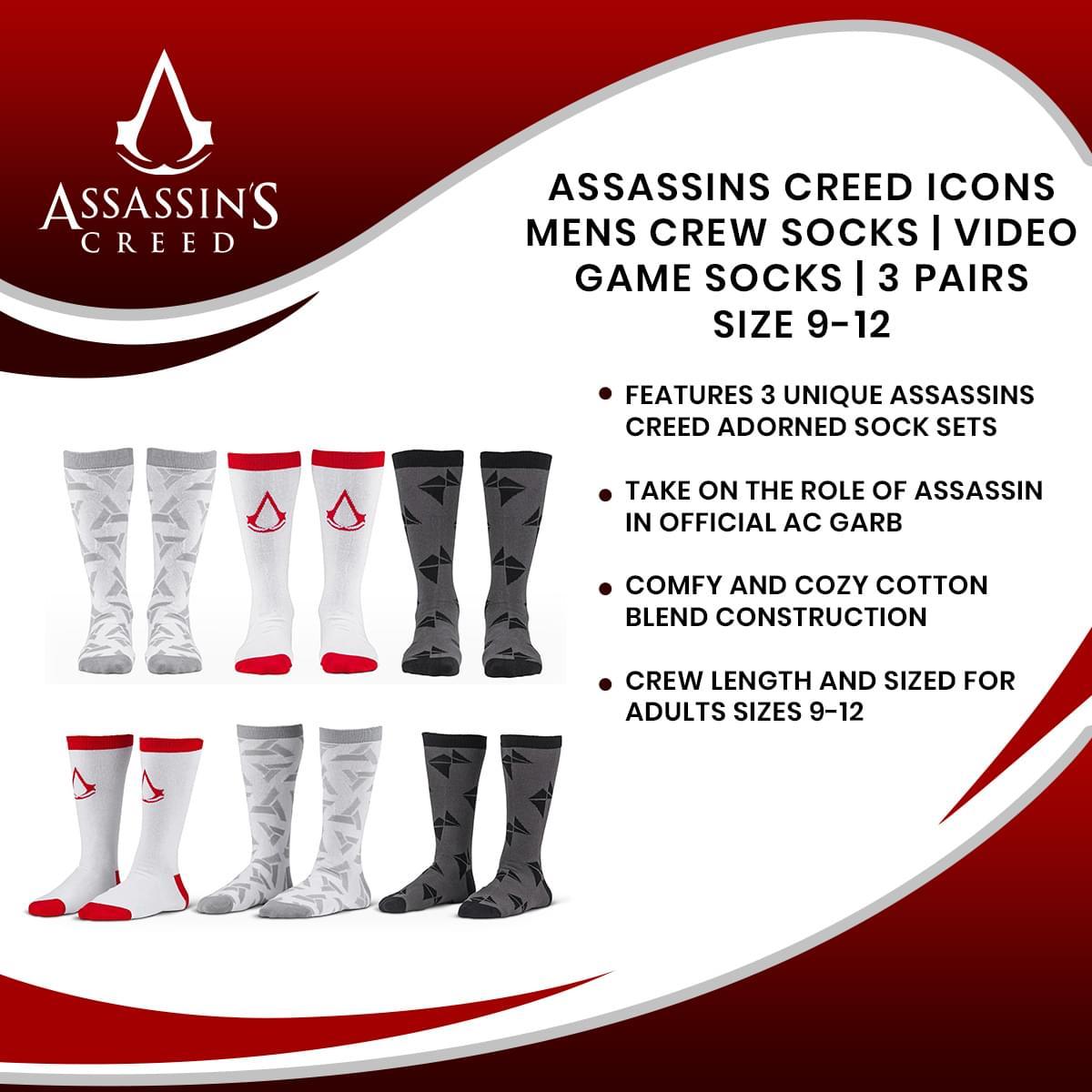 Assassins Creed Icons Mens Crew Sock Bundle | 3 Pairs picture