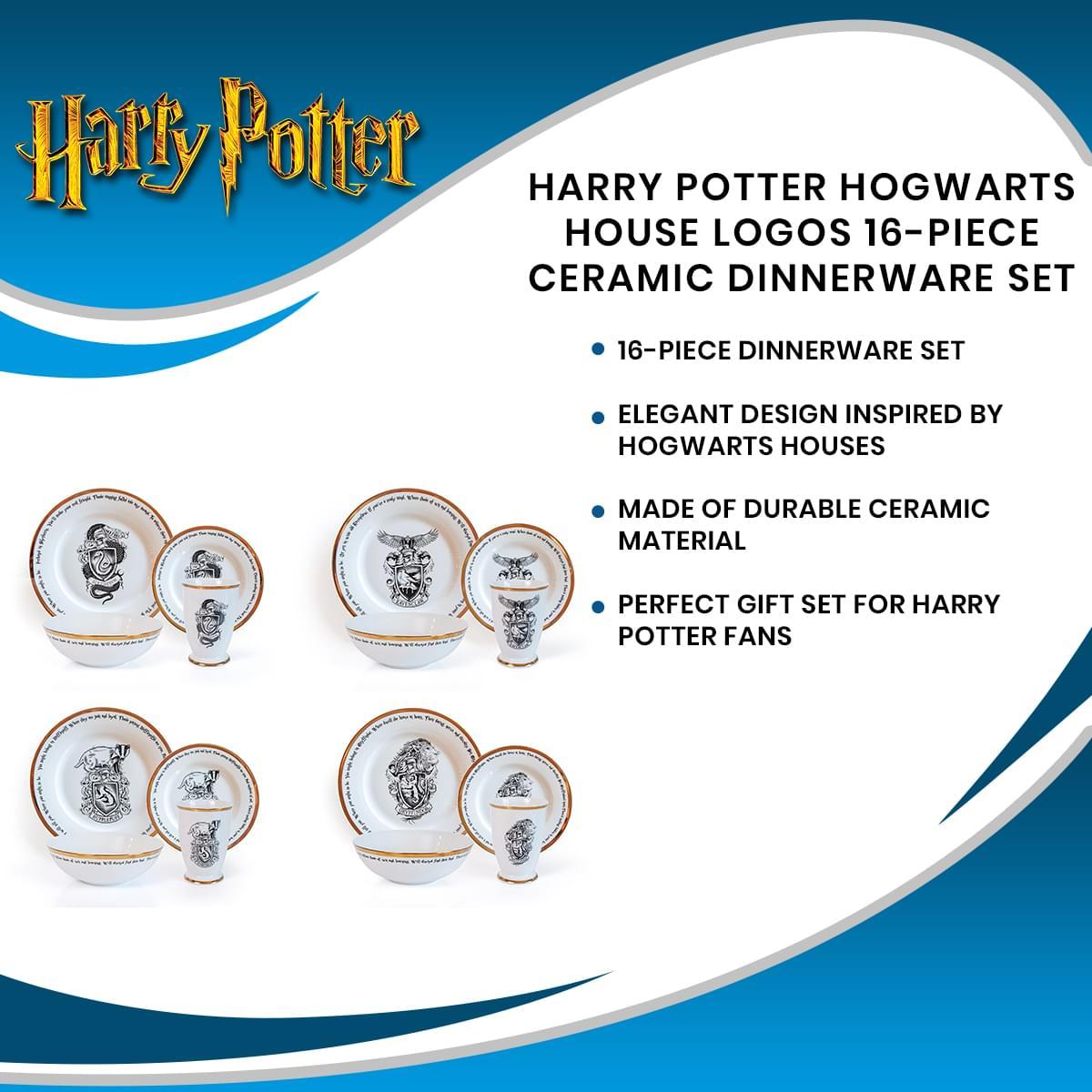 Harry Potter House Logos 16 Piece Ceramic Dinnerware Set picture