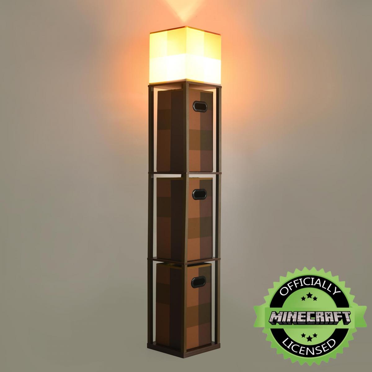 Minecraft Brown Stone Floor Standing Lamp with Storage Unit picture