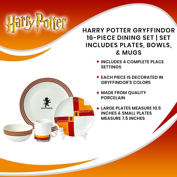 Harry Potter 16 Piece Porcelain Dinnerware Set - Gryffindor picture