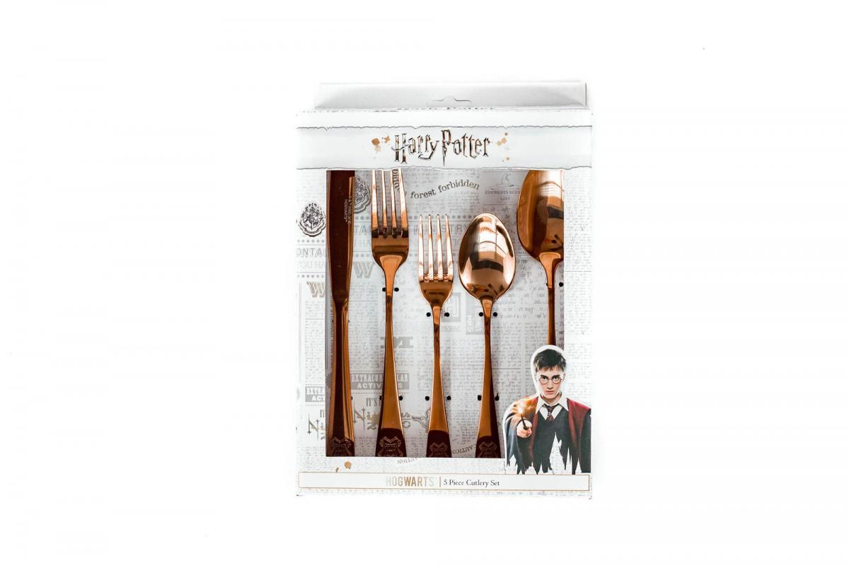 Harry Potter Hogwarts 5 Piece Rose Gold Flatware Cutlery Set picture