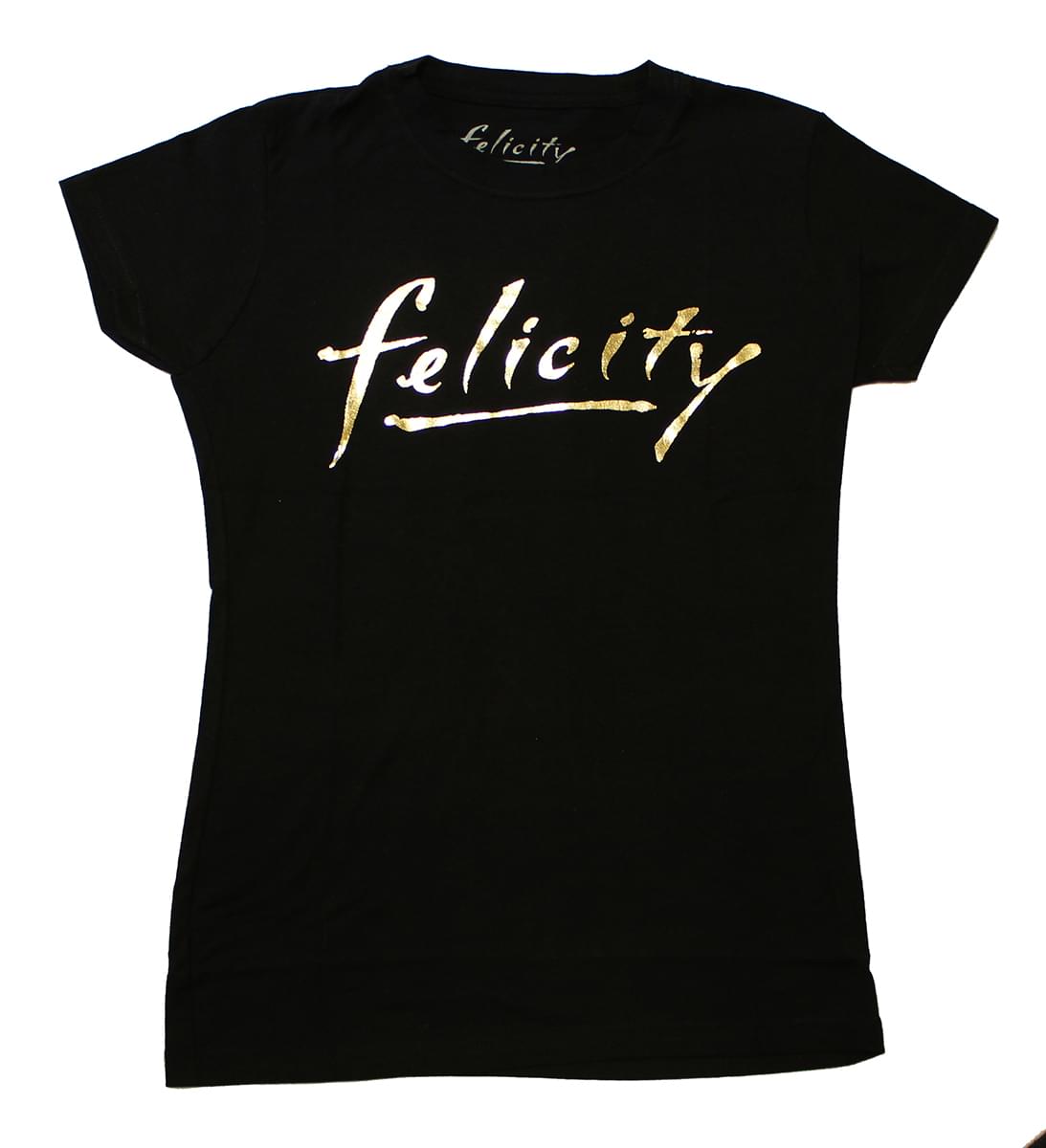 Felicity Gold Logo Junior's Black Cotton T-Shirt picture