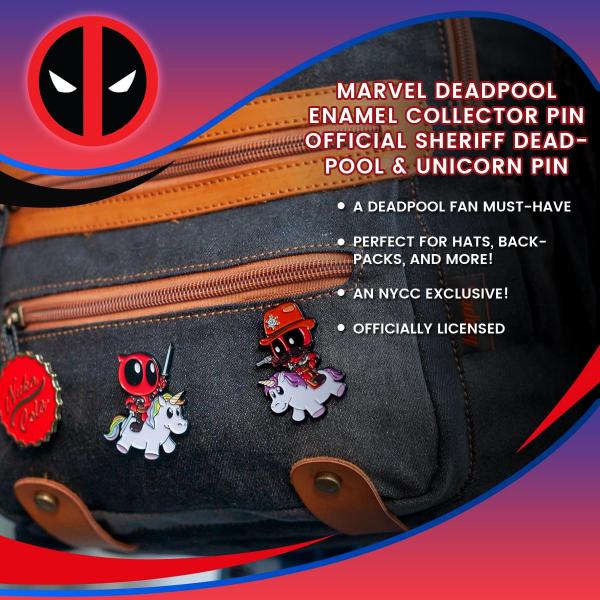Sheriff Deadpool Riding Unicorn Exclusive Enamel Pin picture
