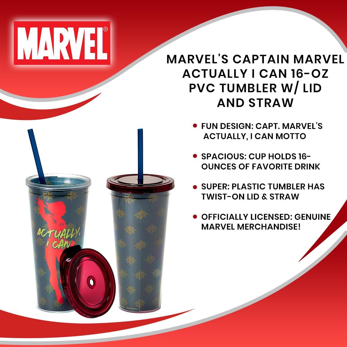 Marvel Captain Marvel Actually I Can 16oz PVC Tumbler picture