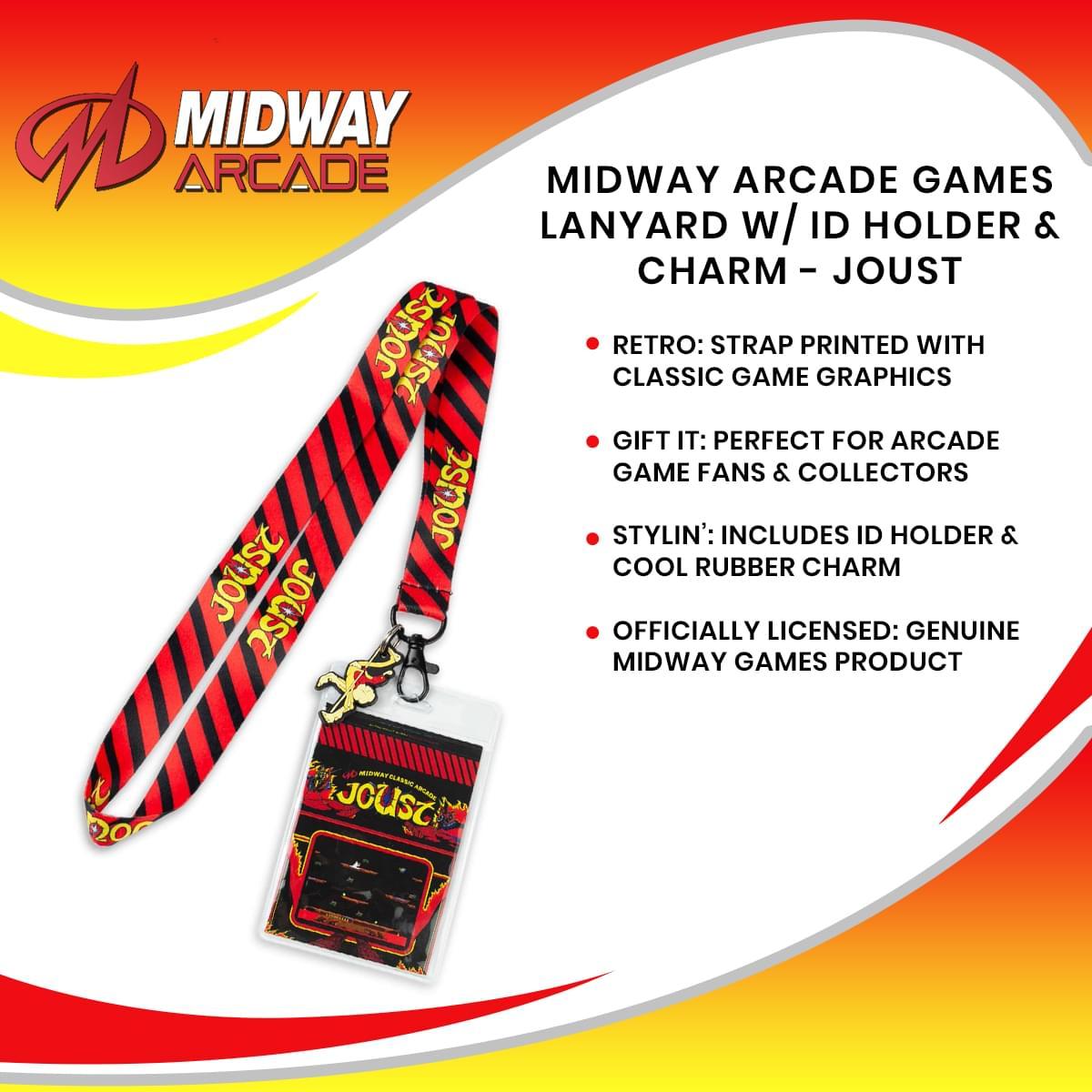 Midway Arcade Games Lanyard w/ ID Holder & Charm - Joust picture
