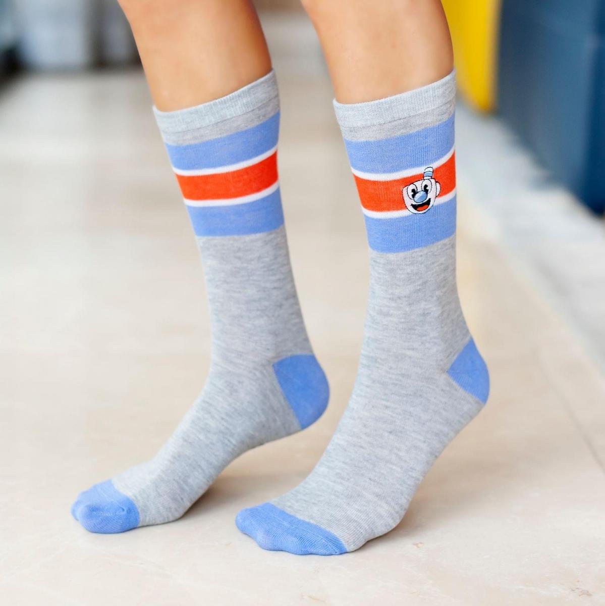 Cuphead Exclusive Striped Grey Crew Socks picture