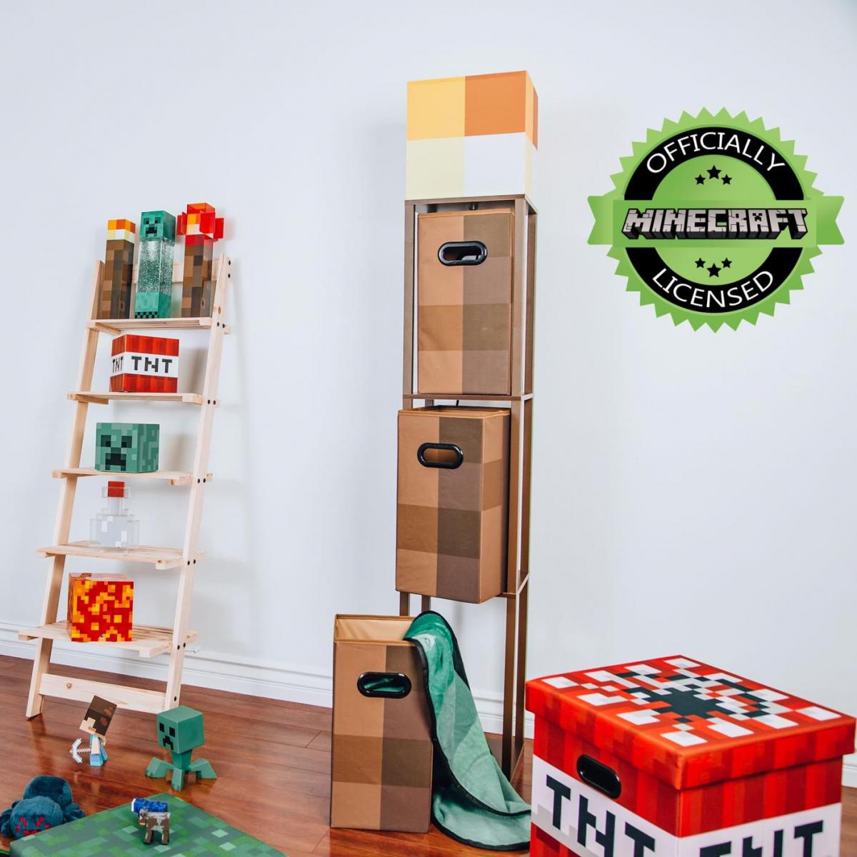 Minecraft Brown Stone Floor Standing Lamp with Storage Unit picture