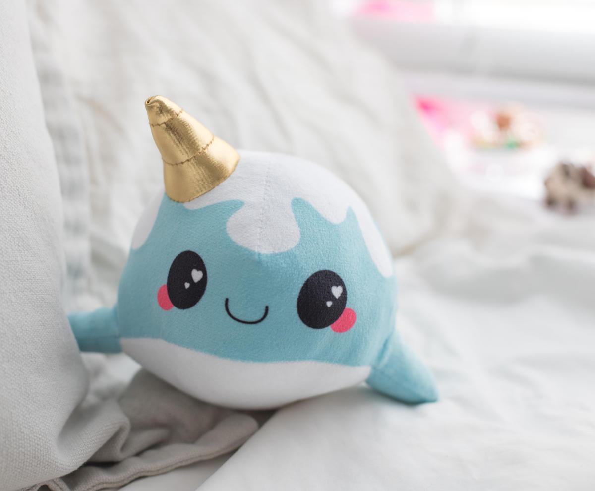 Glitter Galaxy 6" Ice Cream Cone Horn Blue Narwhal Plush picture