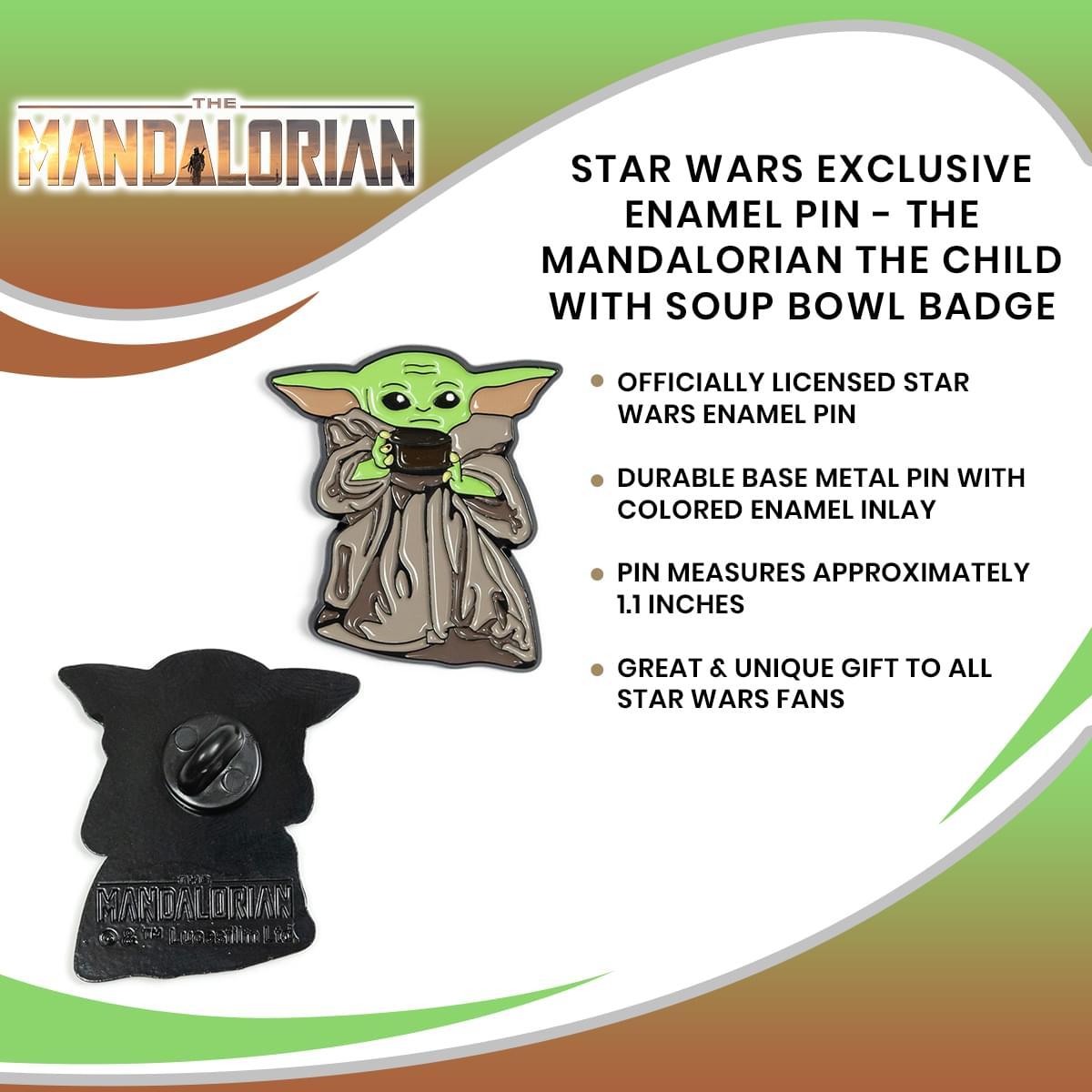 Star Wars Mandalorian Child With Soup Bowl Enamel Pin picture