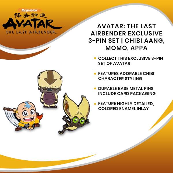 Avatar Last Airbender Chibi Characters Pin 3-Pack picture